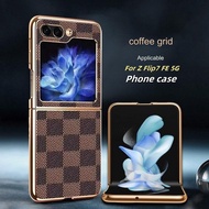 Casing For Samsung Galaxy Z Flip7 FE Flip7FE ZFlip7FE Flip 7 FE 7FE 5G Luxurious Checked Grain Shock