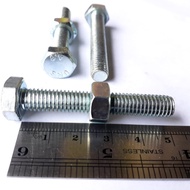 M8X50 (5 CM) WHITE HEXAGON NUT BOLT FULL THREAD BMP M8 X 50 LENGTH 5 CM BODY DIAMETER 8MM WHITE GALV
