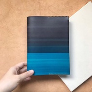 真皮書套_旅行手帳_無印良品B6尺寸_閱讀頁設計_灰藍漸層里昂藍