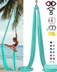 11 Yards Aerial Silks Yoga Swing Hammock Kit: Nylon Tricot Silk Aerial Dance Flying for Home/Gym Gym