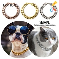 LIAOYING Pet Necklace, Adjustable Cat Dog Gold Necklace Chain Dog Collar, Fashion Chain Collar Gold 