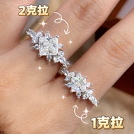 Princess Cut Moissanite Ring 2 Carat Silver Platinum Engagement Wedding Simulation Unique Design Fas