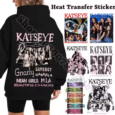 Anime Heat Transfer Sticker KATSEYE Cute Iron on Patches Fashion Clothes Appliques DIY Decal Decor A