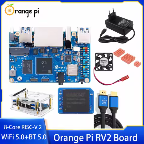 Orange Pi RV2 2GB/4GB/8GB RAM Board DDR4 8-Core RISC-V 2 TOPS AI CPU WiFi BT5.0 BLE M2 PCIE SSD Mini