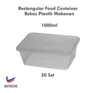 Bekas Plastik Makanan 500ml / 650ml / 750ml / 1000ml Rectangular Disposable Plastic Food Container M