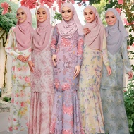 Afa Design Floral Baju Kurung Moden Payung Kain Chiffon Kurung Duyung Moden Pleated Kurung Duyung Ke