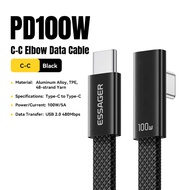 Essager 100W 5A Type-C to Type-C Fast Charging Cable 90Β° Elbow Ultra Thin 4.5MM Built-in E-Marker Ch