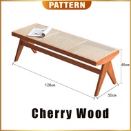 Solid Wood Rattan Bench / Bench Chair / Dining Chair / 3 Seater Bench Chair