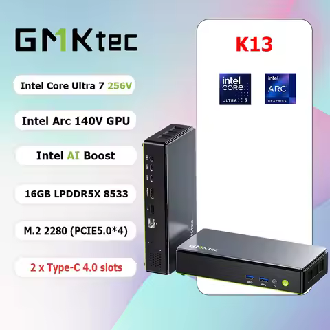 GMKtec K13 Desktop Intel Core Ultra 7 256V Mini PC 8-core 8-thread 16GB LPDDR5X 512GB SSD Computer w
