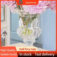 [in stock]Crystal High Leg Vase European-Style Floor Crystal Thick Glass Vase Living Room Flower Arrangement Lily Vase