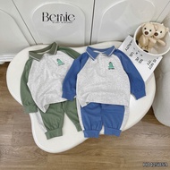 Comfortable stretch cotton autumn and winter set, dinosaur embroidered long-sleeved t-shirt set H042