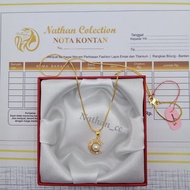 Nathan - kalung liontin wanita dewasa Emas Muda 5.0 gram Model Korea Style Permata Mutiara Lapis E