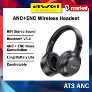 Awei AT3 ANC Wireless Headset ANC + ENC Noise Cancellation Headset HiFi Stereo Headphone Bluetooth H