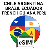 South America Chile Argentina Brazil Ecuador French Guiana Peru Unlimited Data eSIM *6 Destinations*