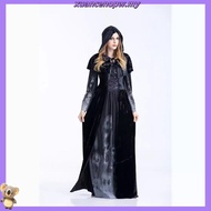 Women's Corpse Bride Costume Halloween Ghost Bride Witch Vampire Black  Dress Scary Halloween Costum