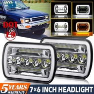 MGLLIGHT 5x7inch 7x6inch 24V 12V  Car Led Headlight Automotive Square Headlamp Assembly DRL Amber Tu