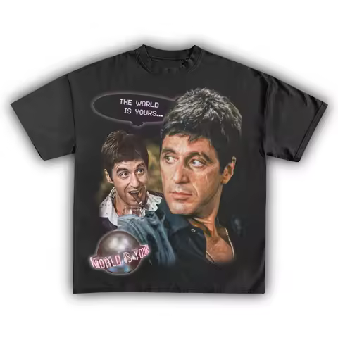Scarface Tony Montana The World Is Yours 80s Retro T Shirt for Men Women Vintage Crime Gangster Movi