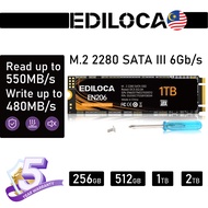 EDILOCA EN206 M.2 2280 SSD SATA III 6Gb/s 3D NAND TLC Read/Write Speed up to 550/480 MB/s（128GB 256G