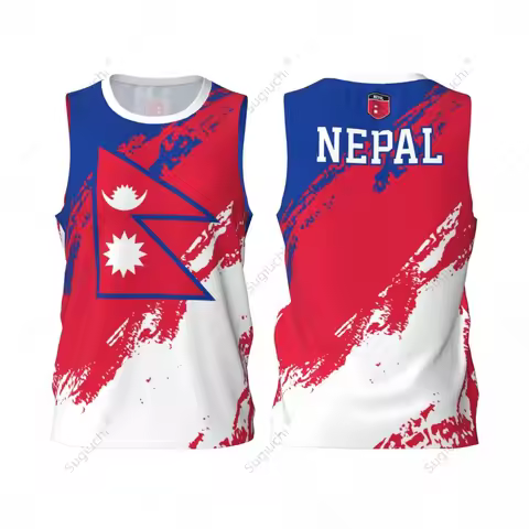 Men Basketball Sports Nepal Flag Running Fitness Multifunction Jersey Sleeveless shirt Custom Name N