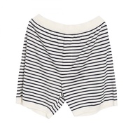 PRADA 條紋短褲，絲棉混紡，白色/海軍藍，46碼，二手男款