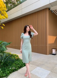 🪺  Rivalry Dress  -  เดรสผ่าหน้าแขนบอลลูน เดรสคอเหลี่ยม ชุดออกงาน ชุดไปงานเเต่ง เดรสทำงาน RTW.K