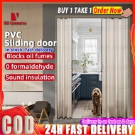 Accordion sliding door PVC folding door Kitchen Partition household sliding door Track door simple d