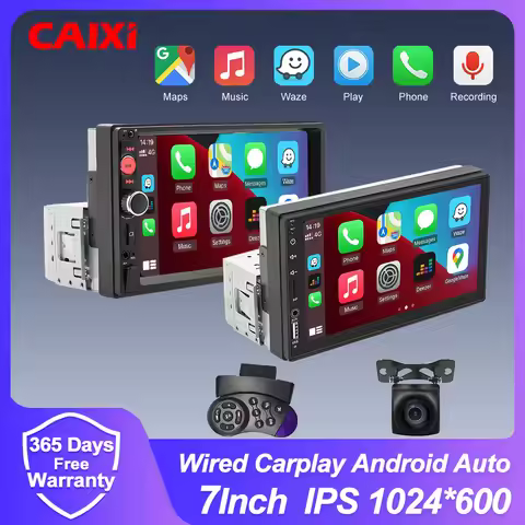 CAIXI 7'' IPS 1 Din Carplay Android Auto MirrorLink Car Radio Multimedia Car Stereo Receiver 1Din Au