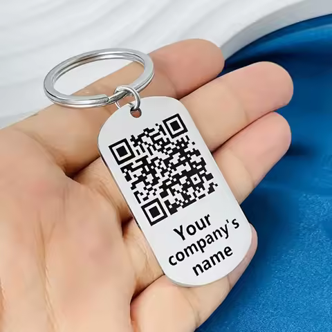 Custom Men's Company QR Code Engraved Keychain 304L Stainless Steel Pendant Keycahins Customized Log
