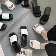 Ka5 Thick Sole Simple Fashion Women's Sandals - Square Toe Mid Heel Summer Beach Wear