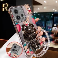 3pcs( Cartoon Apple Phone Case+Lanyard+Stand) for Moto G72/G86/G86Power Comfortable Feel Phone Case 