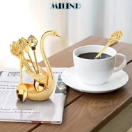 Swan Base Stand Spoons, Swan Base Holder with 6 Spoons Swan Spoons,  Table Decoration Elegant Creati