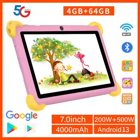7 Inch 5G Kids' tablets Android Learning Games Pad Kids-Proof protective Case Tablet Quad Core 4GB+6