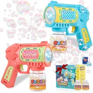Toys for 3+ Year Old Boys Girls: 2 Pack Bubble Gun Machine with Bubble Solution, Kids Toys for Ages 