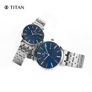 Titan Bandhan Couple Blue Dial Stainless Steel Strap Watch 9400294202SM01