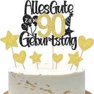 Pack of 21 90th Birthday Cake Decoration Happy 90th Birthday Cake Decoration Small Star Heart Cake T