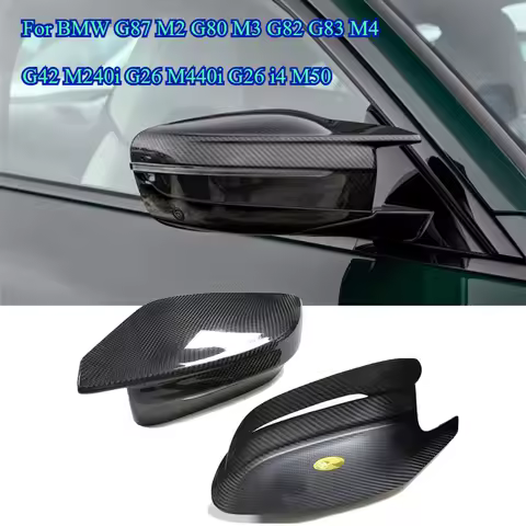 Dry Carbon Fiber Rearview Exterior Side Mirror Caps LHD For BMW M240i M440i i4 M50 M2 G87 M3 G80 M4 