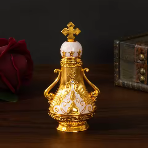 Middle East Dubai style cross glass perfume bottle beautifully decorated Dubai Arabian essential oil