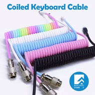 Coiled Keyboard Cable Braided Type C Cable for Gaming Keyboard,Cable with Detachable Metal Aviator