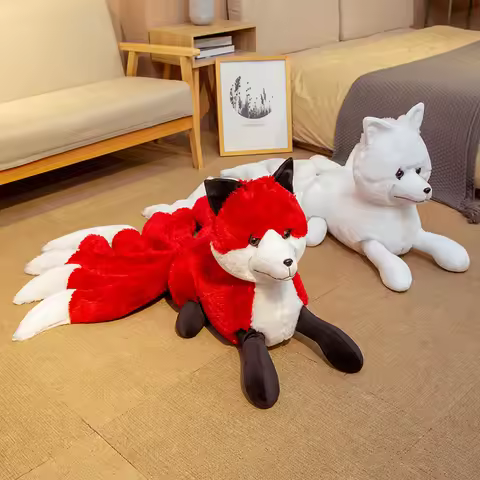 1pc Lifelike Nine Tails Fox Plush Toys Stuffed Animal Nine-Tailed Fox Kitsune Dolls Creative Gifts f