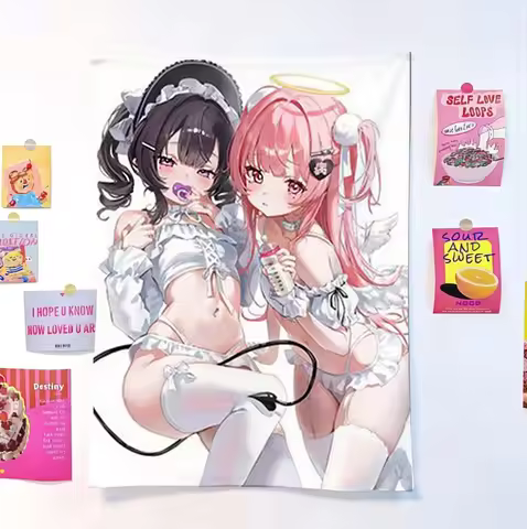 Kawaii High-definition galgame Anime Girls Cosplay Wall Hanging, Japanese Cute Girl Room Atmosphere 
