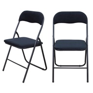 [特價]【頂堅】高背橋牌(絨布椅座)摺疊椅/餐椅/洽談椅/休閒折疊椅-2入/組黑色