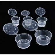 Hinged Cup Sold Per Box - 0.5oz 1oz 1.5oz 2oz 3oz 4oz Mini Round Container disposable sauce cup