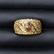 แหวนพลอยบุษราคัมน้ำทองบางกะจะ(Yellow Sapphire) เรือนเงินแท้ 92.5% ชุบทอง ไซด์นิ้ว54 หรือเบอร์ 7 US