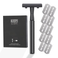 Keropy-Double Edge Safety Razor With 10 Premium Stainless Steel Reusable Single Blade Razors For Men