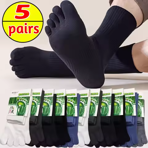 1-5pairs New Harajuku Solid Color Five Fingers Socks Sweat Absorbing Mid Tube Split Toe Socks for Me
