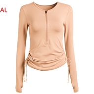 [] Autumn And Winter Drawstring Yoga Clothes Long-Sleeved Womens Tights Outdoor Running Exercise Coa