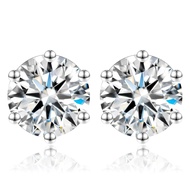SecreTalk Moissanite Stud Earrings, 1ct C6P DF Color Ideal Cut Lab Created Diamond 18K White Gold Pl
