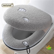 MERLYMALL Cushion+lid Cover, Zipper Style Winter Pad Toilet Seat Mat Set, Comfortable Warm Bathroom Universal Bidet Mats Closestool Seat  Toilet