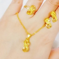 18k gold Bangkok necklace earring ring 3in Send the box