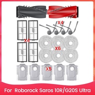 Accessories for Roborock Saros 10R/G20S Ultra2 Main Brushes 4 Side Brushes 5 Dust Bags 4 HEPA-Filter